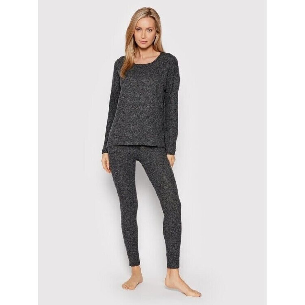 Aerie Leggings Black Gray Lounge Pull On Waffle Knit High Rise - Picture 2 of 13